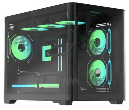 GABINETE GAMER FORMULA V LINE CRYSTAL U2M FLOE BLACK (M-ATX, 3 FANS FLOE 12BK ARPW)