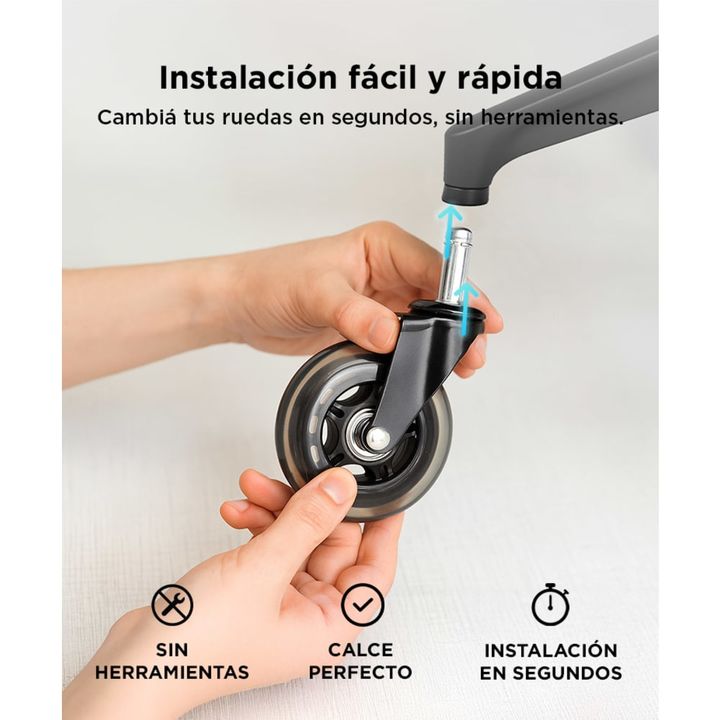 Kit x5 de Ruedas Gadnic Para Silla De Oficina De Goma - Vista 4