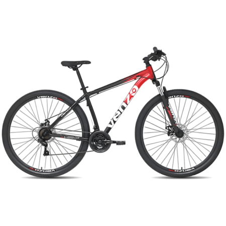Bicicleta MTB Venzo Ahead R.29 21V Talle L NegroRojo Disco Mec.