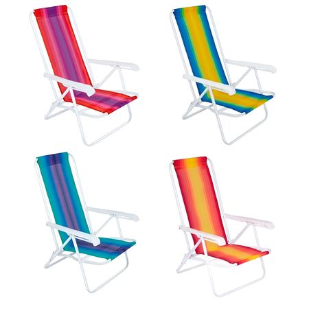 Combo X4 Sillas Plegable Mor 4 Posic. Acero Colores Surtidos