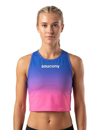 Top Saucony Endorphin Crop 2.0 Mujer Running Azul