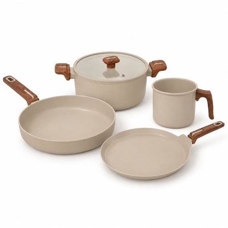 Batería de Cocina Carol Antiadherente 5 Piezas Premium Beige