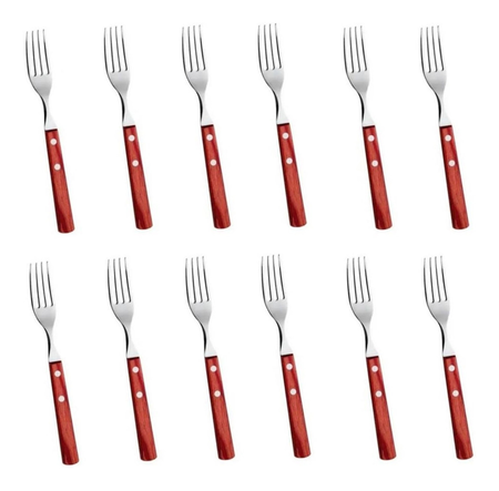 Set X12 Tenedor Tramontina De Mesa Polywood Churrasco Marrón