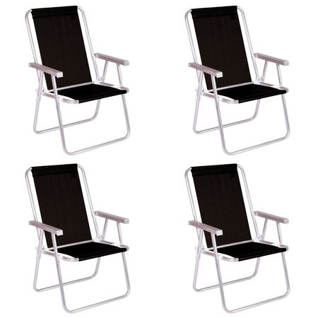 Combo X4 Sillas Confort Mor Sannet Aluminio Cap.120 Kg Negro