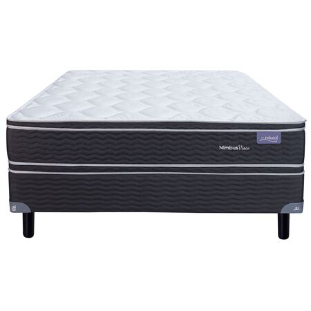 Colchon y Sommier Inducol Nimbus Visco 2 Plazas 130x190x26 Espuma de Alta Densidad Doble Pillow Viscoelastico