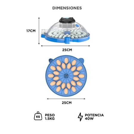 Incubadora de Huevos Gadnic 24 Huevos Temperatura Estable