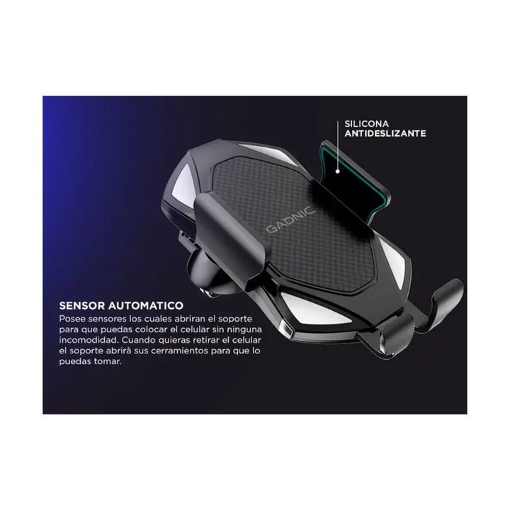 Cargador Soporte Inalambrico Gadnic Auto Celular 15W - Vista 4
