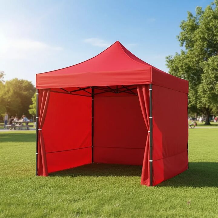 Gazebo Plegable C/ Pared 3x3m Black Jack Gaze02 Oxford 1080d Rojo - Vista 2