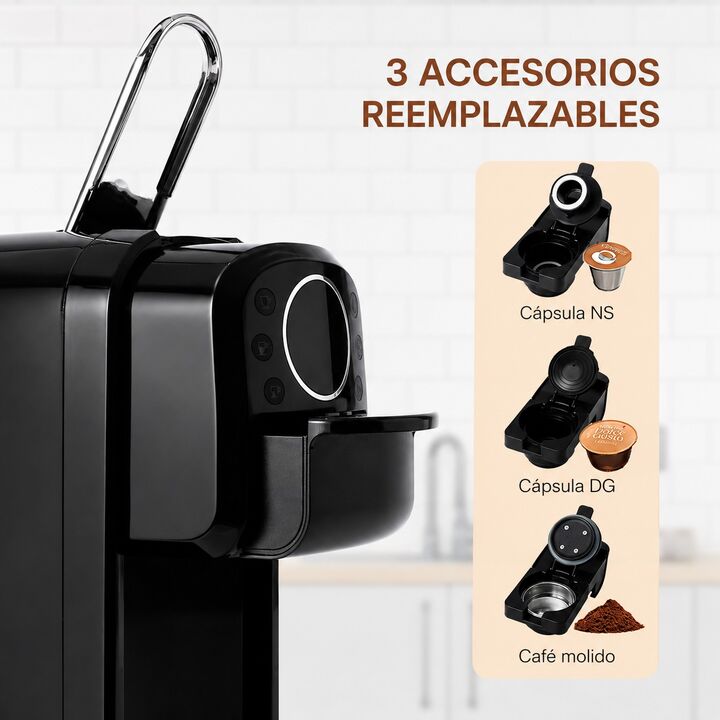 Cafetera Multicapsula 3 en1 Novohome Café Molido 20Bar 700Ml - Vista 7
