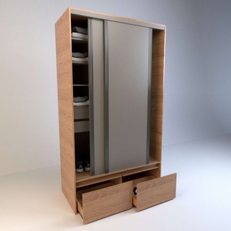 Placard Corredizo 1,20 2 Cajones 2 Zapateros Olmo F. Gris C. Tables