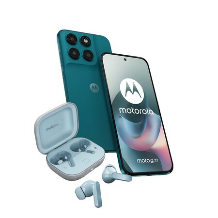 Combo Moto G77 256GB 8GB Shaded Spruce + Moto Buds Guitar Illusion Blue
