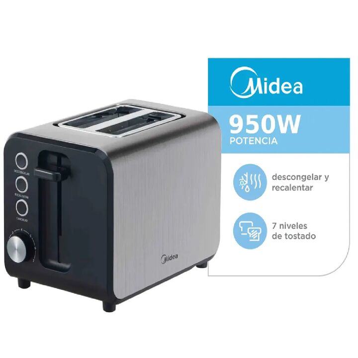 Tostadora Electrica Midea 950W Inox BT-MM2XAR1 - Vista 4