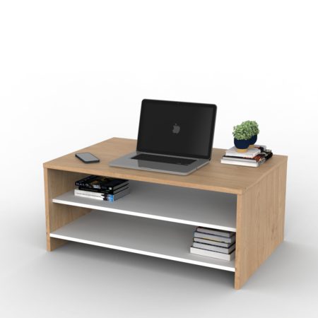 MESA RATONA DE CENTRO NIZA 90 CM ROBLE KENDAL-BLANCO