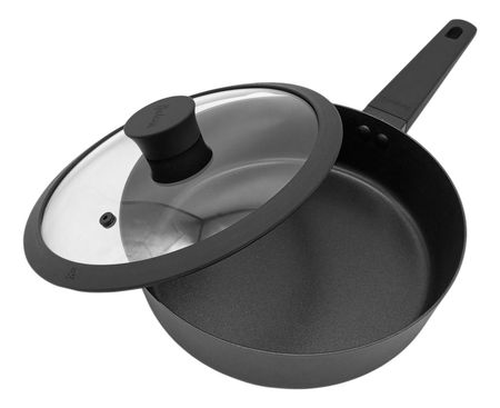 Sarten Profunda Antiadherente 24cm Tapa Vidrio Hudson Daily Gris Oscuro