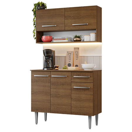 Combo De Cocina Emilly Bajo Mesada Con Mesada Y Alacena Con Especiero Nicho 105 Cm Cocina