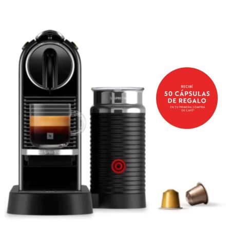 Cafetera Nespresso Citiz Milk Black Curva + Aeroccino D123-AR-BK-NE2-LOCAL