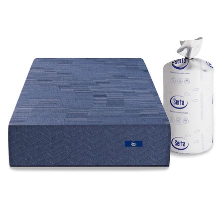 Colchon de Resorte Pocket Serta Box Hybrid Enrollado 1 Plaza y Media 90x190x22cm Con Espuma Firme Funda Tejido de Punto