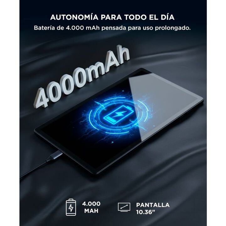 Tablet Gadnic 10.36" RAM 4GB Almacenamiento 64GB Android 10 Qualcomm Snapdragon 615 WiFi Bluetooth USB C - Vista 3