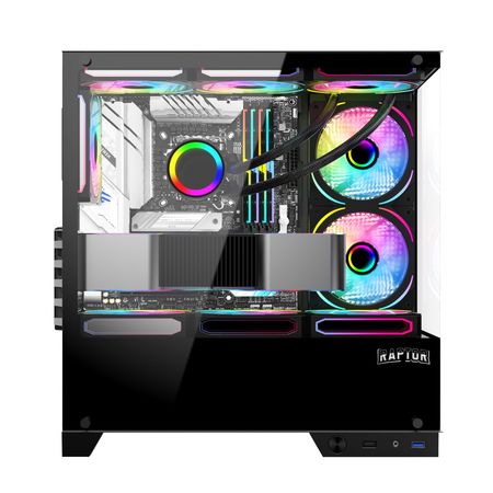 Gabinete Raptor Thunder Strike TG x2 Mid-Tower RGB Fan x1 Black