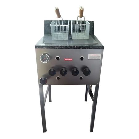 Freidora Industrial A Gas 38l Pevi C/ Valvula De Seguridad Plateado A Gas