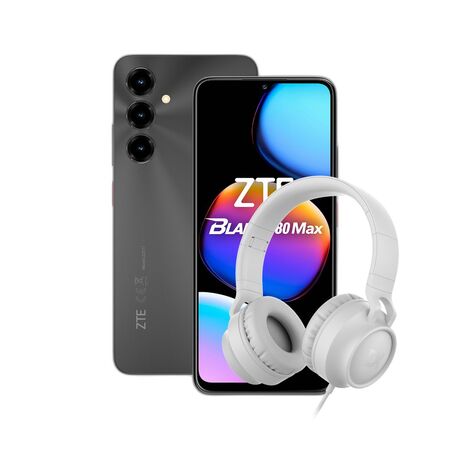 Combo ZTE V80 Max 4+256GB Negro + Auriculares Dekkin Vincha USB-C