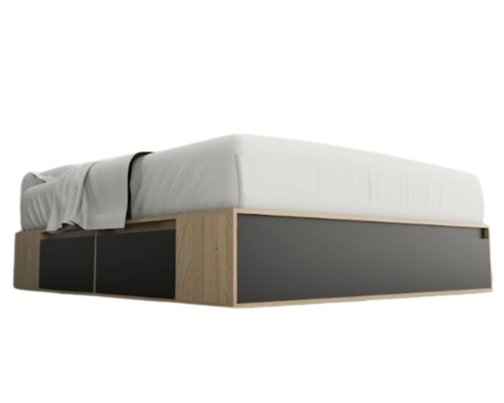 Base Cama Box Linea Minimal 1.60m 4 Cajones Con 1 Puerta 6443 Olmo/Negro Tables - Vista 4