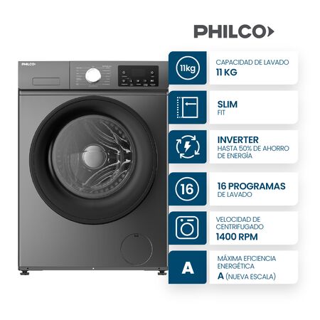 LAVARROPA PHILCO 11 KG INVERTER GREY 94PHLF117GN