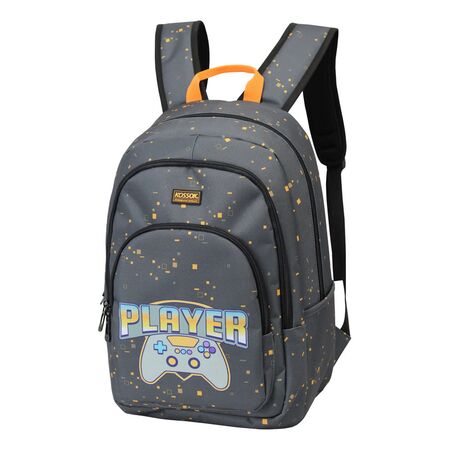 Mochila Kossok Love Reforzada Premium Escolar GRIS GAMER