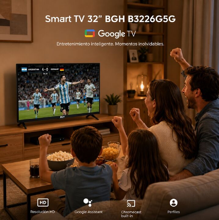 Combo Smart Tv 32" BGH B3226G5G Google TV + Soporte LCD Wall Mount 26" a 63" de Regalo - Vista 5