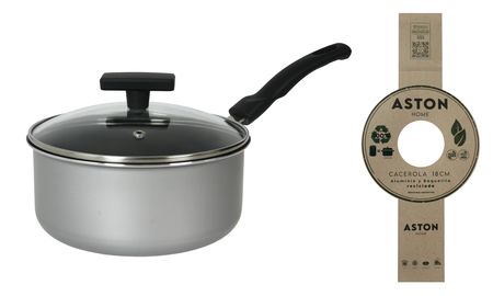 Cacerola 18 Cm Antiadherente Tapa Vidrio Aston Reciclada