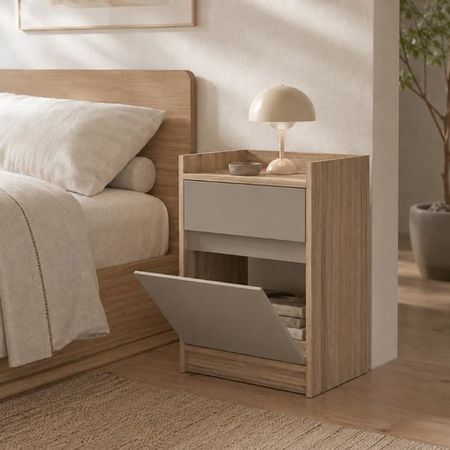 Mesa de Luz 1 Cajon 1 Puerta DS Home Gris Coco 48x64x46 cm