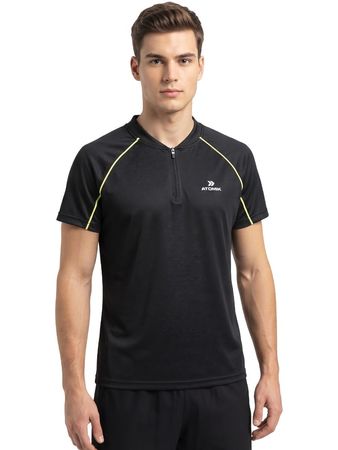 Remera Atomik SS Piping Polo Hombre Padel Negro