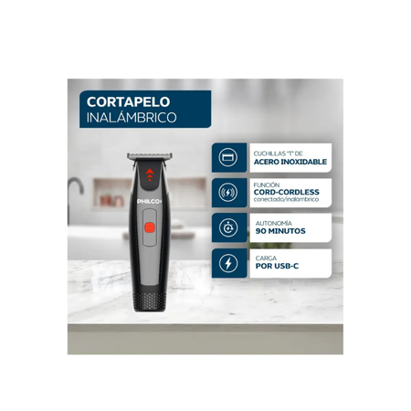 Cortadora de Pelo Philco Inalámbrica Lighting Trimmer CB7025PP