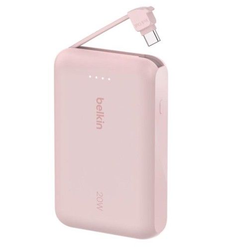 Power Bank Belkin with 20W PD + Integrated USB-C Cable 10K Rosa - Vista 3