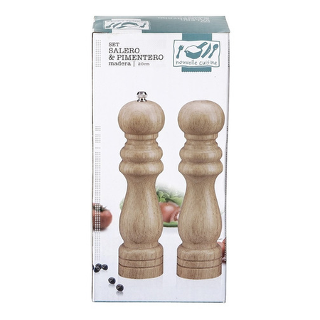 Set Salero + Pimentero De Madera 20Cm