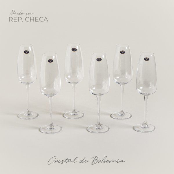 SET X 12 COPAS DE CHAMPAGNE CRISTAL DE BOHEMIA ANSER 290 ML - Vista 1