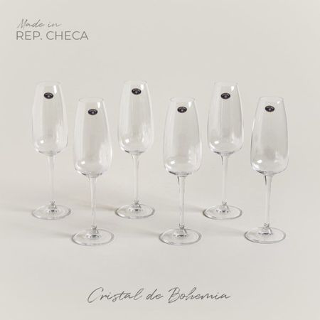 SET X 12 COPAS DE CHAMPAGNE CRISTAL DE BOHEMIA ANSER 290 ML