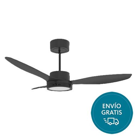 Ventilador techo Negro con luz LED y control remoto Indelpla