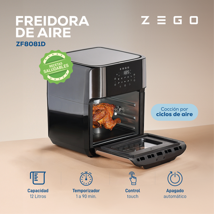 Freidora De Aire Horno Zego 12lts 1800w Digital Cventana - Vista 2