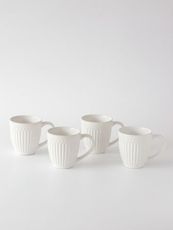 Mug 4 Piezas 343 Ml Cerámica Roma Blanco