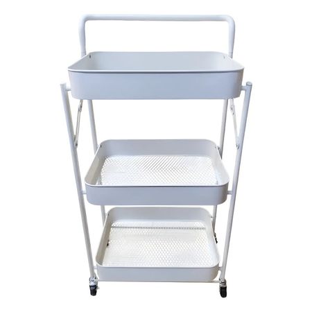 Carro Organizador Metal Blanco Plegable 3 Estantes C/ruedas Blanco