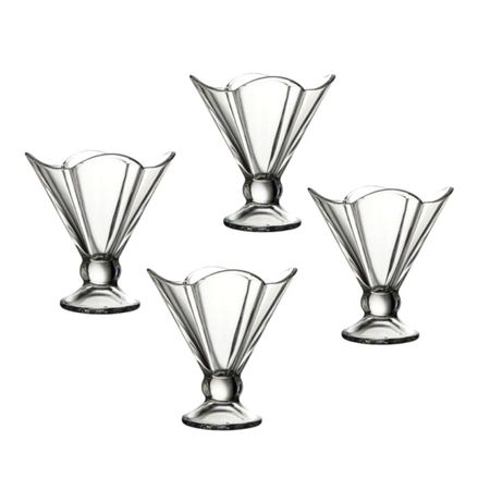 Set X 4 Compoteras Bowls Vidrio Con Pie Postre Helado Pasabahce