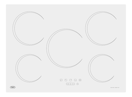 Anafe Eléctrico Vitroceramico Tst 5 Hornallas Vidrio Blanco Blanco