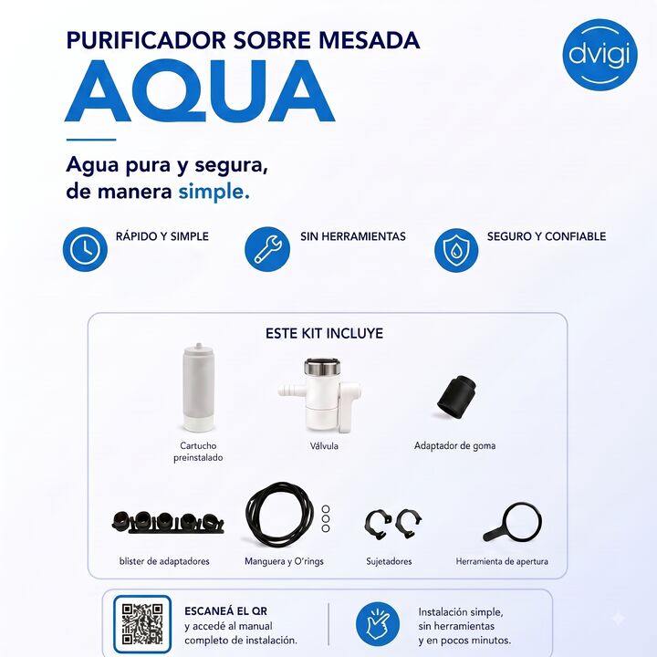 Purificador de Agua Dvigi Aqua Sobre Mesada Elimina Cloro - Vista 3