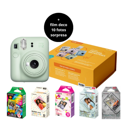 Combo Fantasia. Camara Instax Mini 12 conRollo Especial Sorpresa para regalar