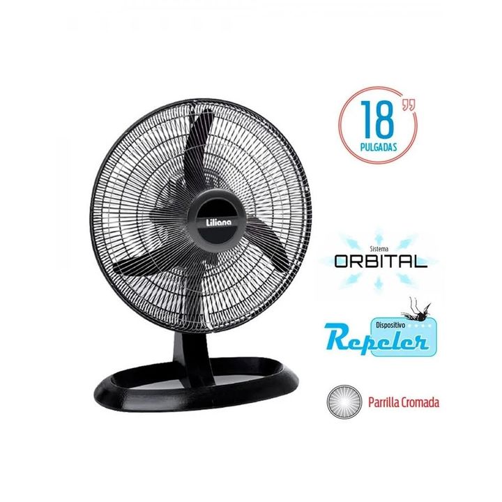 VENTILADOR TURBO 18" LILIANA VOTR-18 CROMADO ASPAS NEGRAS - Vista 2