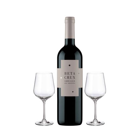 Set Vino Tinto Beta Crux Corte Uco II y 2 Copas Con Estuche