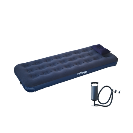 Colchon Inflable 1 Plaza Reforzado Waggs E Inflador Camping Azul
