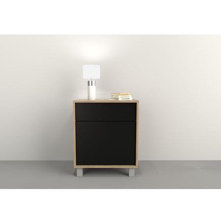 Mesa De Luz 1 Puerta 1 Cajón Tables Cod: 6426 Olmo Finlandes-Negro