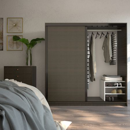 Placard Corredizo 1,80 2 Cajones Wengue Habano Tables